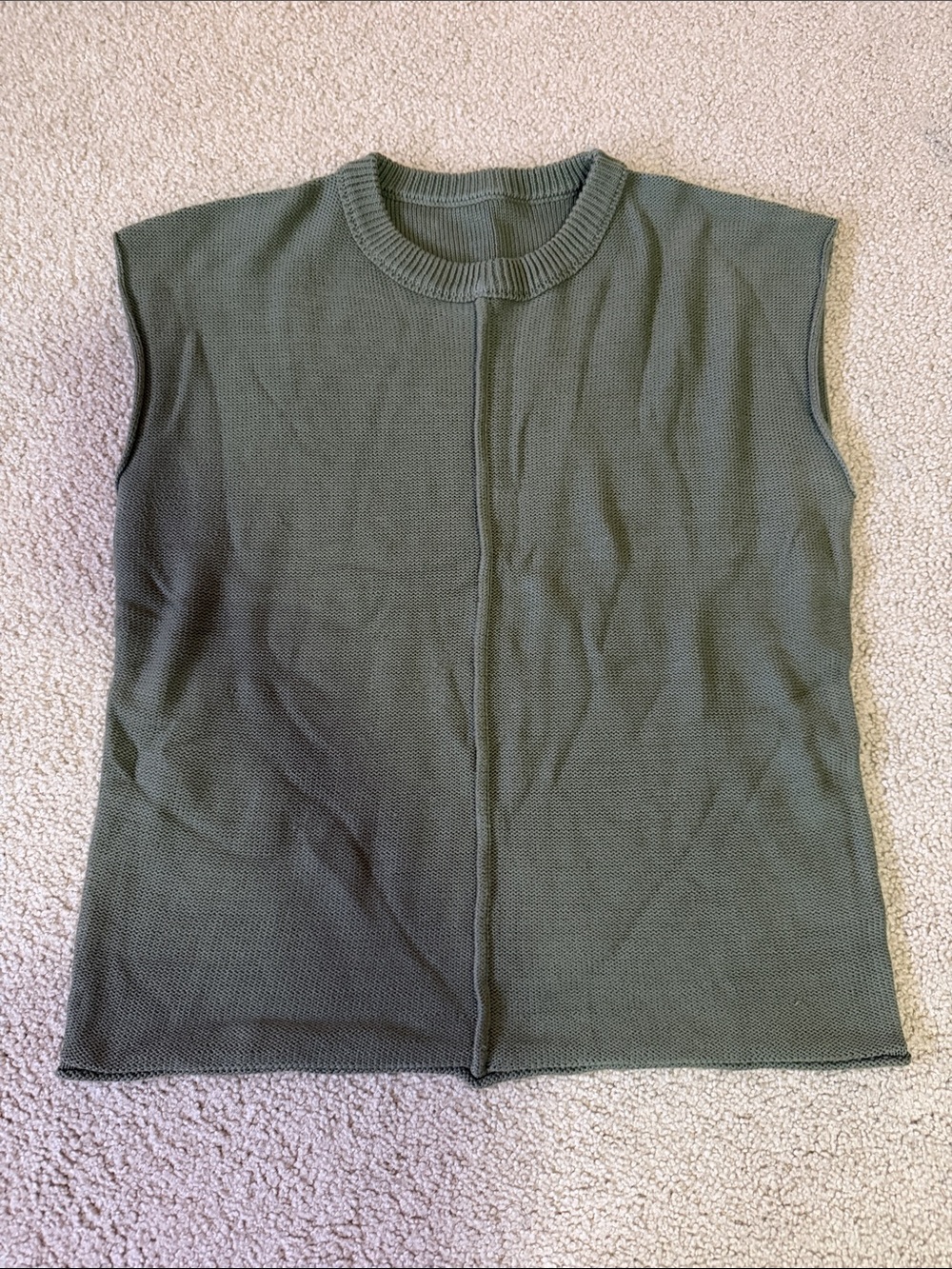 Sleeveless Knit Top - Olive Green